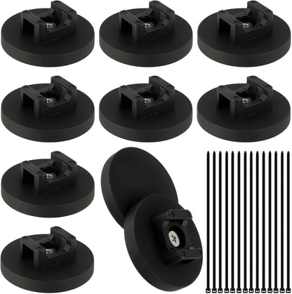 Magnetic Zip Tie Mount Wire Cable Holder, Include 10 Pcs 43mm Magnetic Cable Zip Tie Base with 50 Pcs Heavy Duty Zip, Multipurpose Wire Clips Management Base, Black