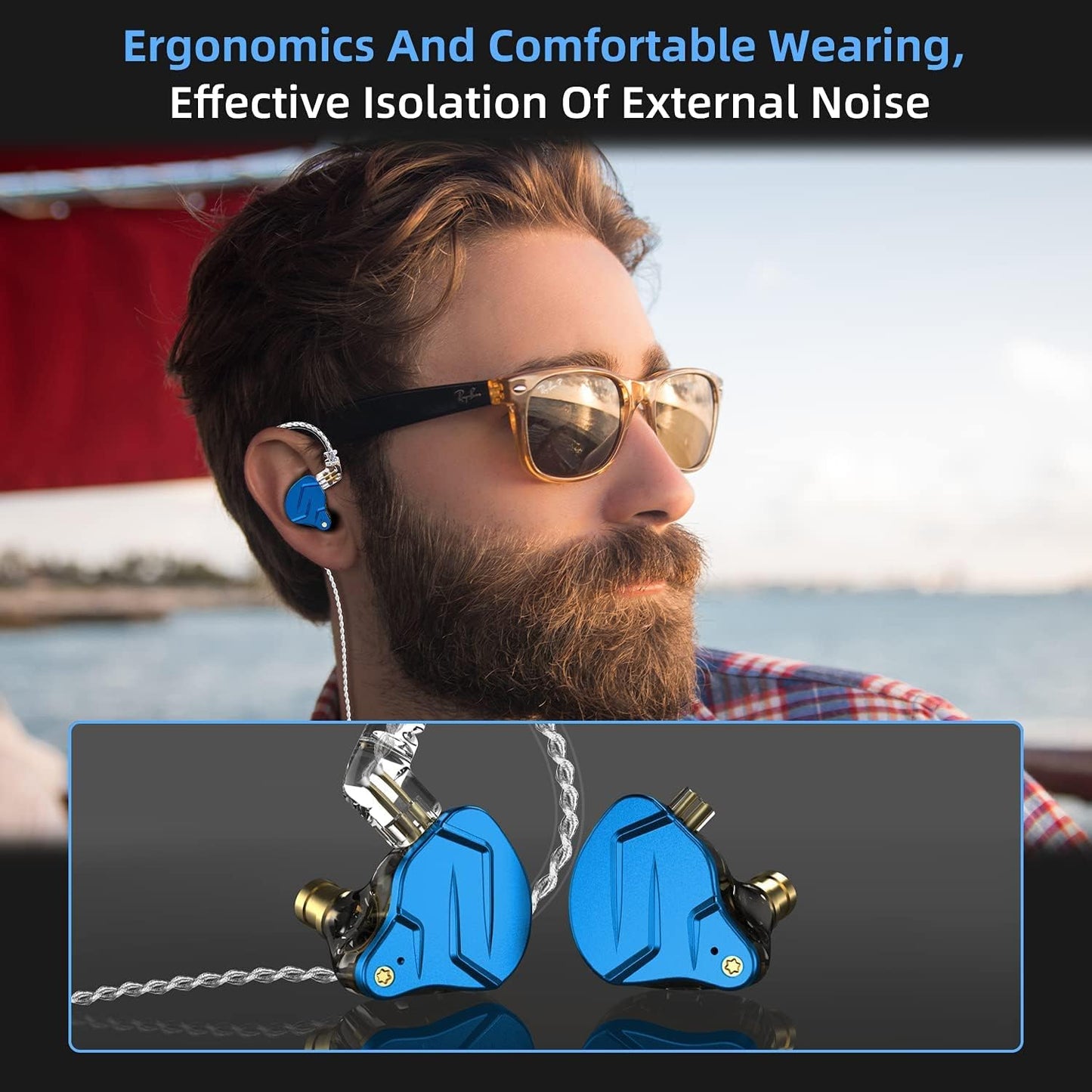 KZ ZSN PRO X Wired Earbuds, in-Ear Monitor with Dual Driver Clear Sound and Ergonomic Custom-Fit Ear Tips(S/M/L), Bass Ear Buds, 3.5mm Jack for Phones Computer Laptop, 2Pin IEM Cable(Blue Without Mic)