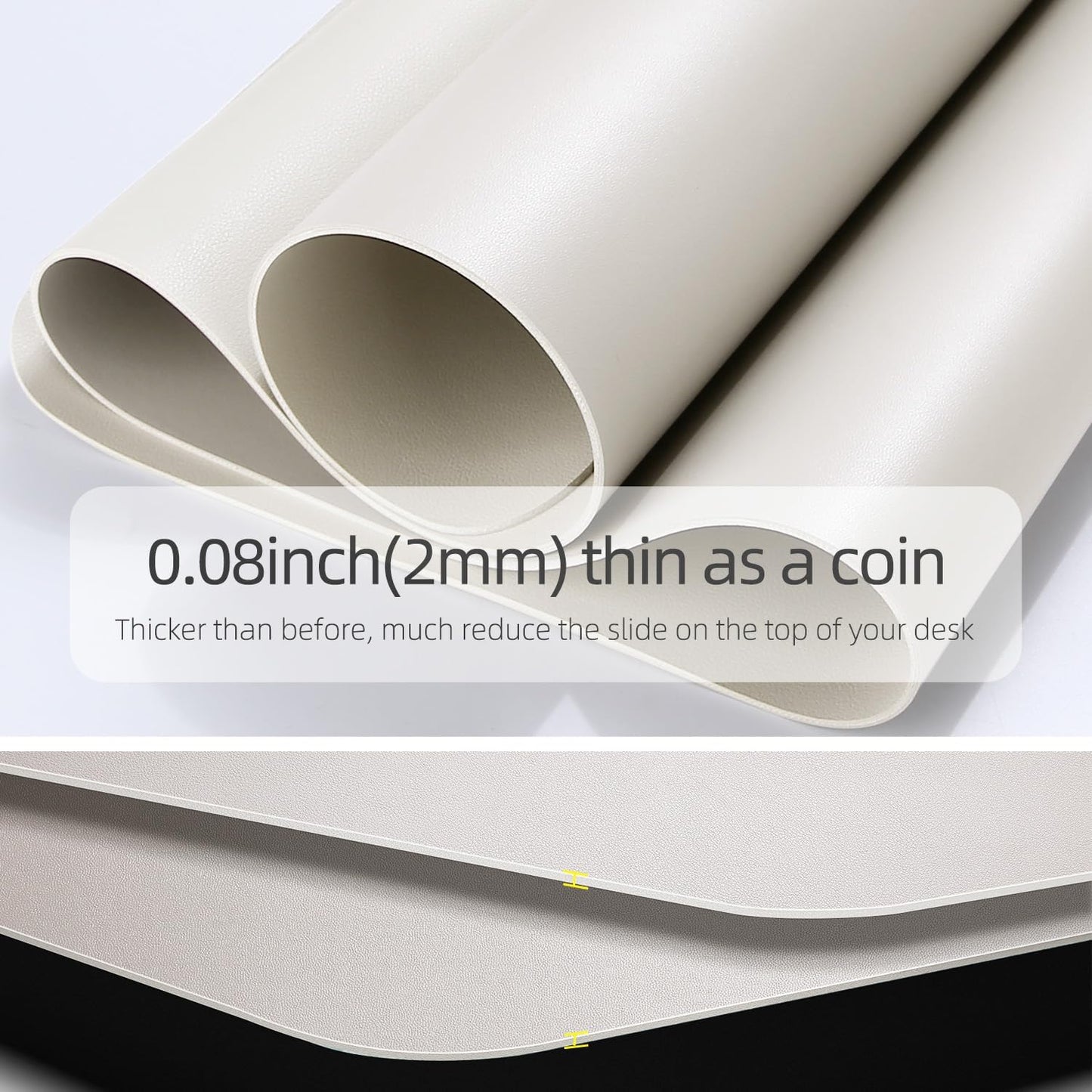 YSAGi Desk Mat, Mouse Pad,Waterproof Desk Pad,Large Mouse pad for Desk, Leather Desk Pad Large for Keyboard and Mouse,Dual-Sided Mouse Mat for Office and Home (35.4" x 17", Grey)