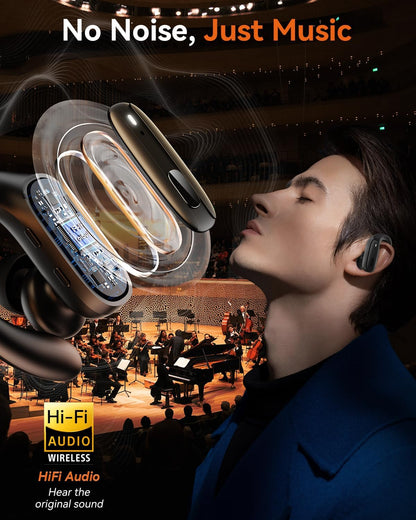 Wireless Earbuds, Sports Bluetooth 5.4 Headphones, Ear Buds with ENC Noise Canceling Mic, 80Hr Playtime Earphones, Palm-Sized, LED Power Display, IPX7 Waterproof Headset for Workout Running, Black