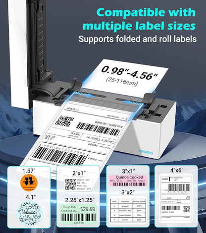 ORGBRO Bluetooth Thermal Shipping Label Printer, Z1-Plus Wireless 4X6 Shipping Label Printer for Small Business Office or Home Support iPhone Android Windows macOS Chrome Amazon Ebay Shopify USPS