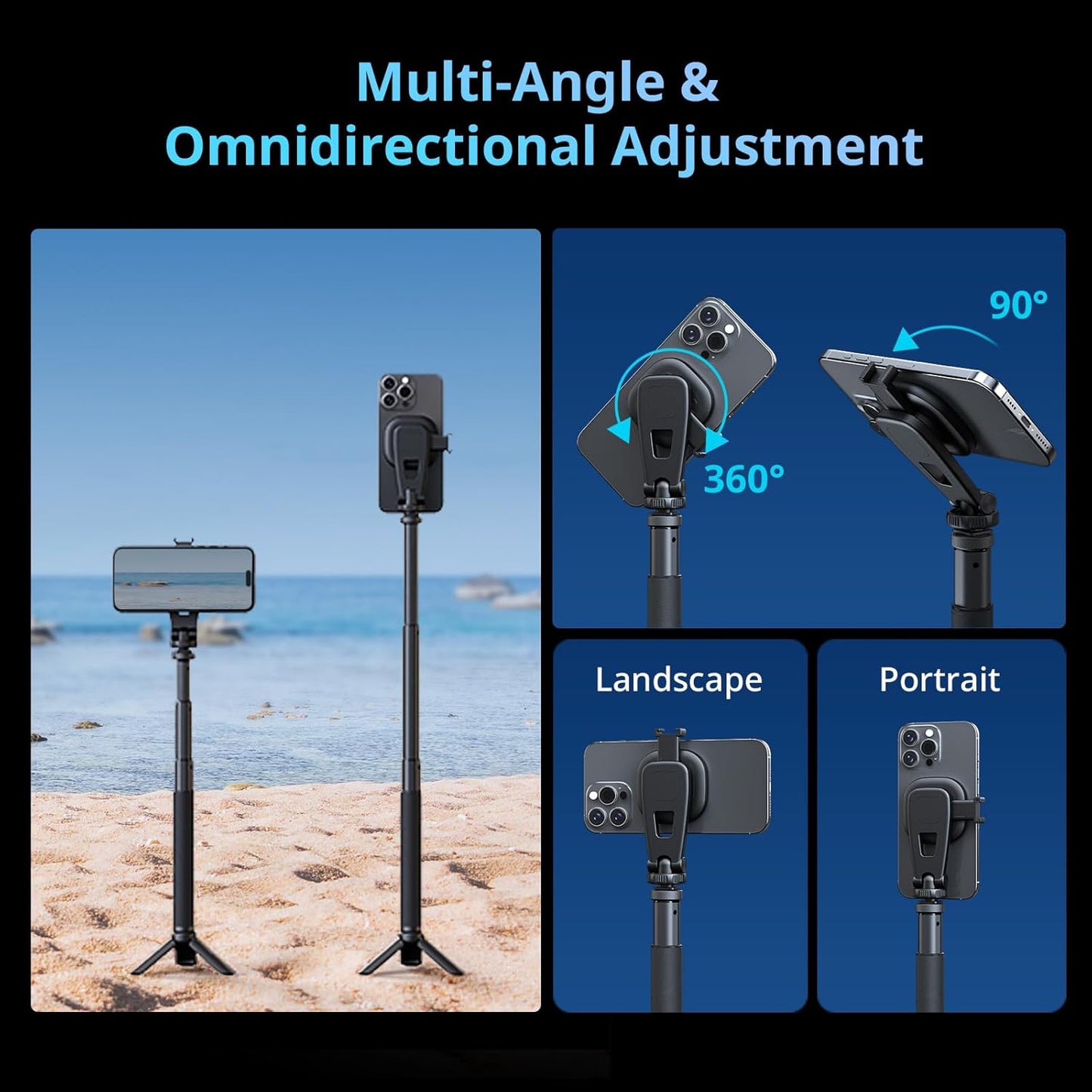 SMALLRIG AC-10 Magnetic Attachable Phone Clamp, Phone Mount with Cold Shoe Mount and 1/4"-20 Threaded Hole, for iPhone 17/16 / 15/14 / 13/12 Series, 90° Tilt for Recording, Live Streaming-5283