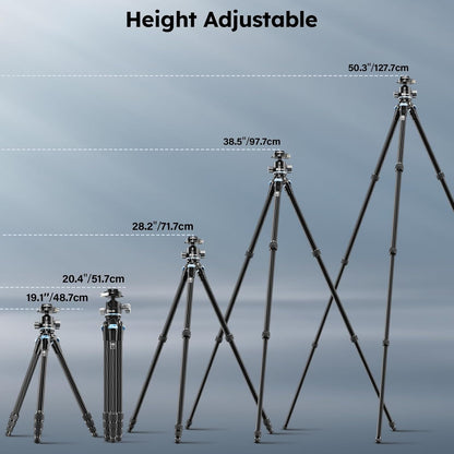SIRUI 50.2" Carbon Fiber Travel Tripod, Compact Professional Camera Trippod with Low Profile Ball Head, Quick Release System, Load Up to 26.5lbs/12kg, AM-254+KS-20