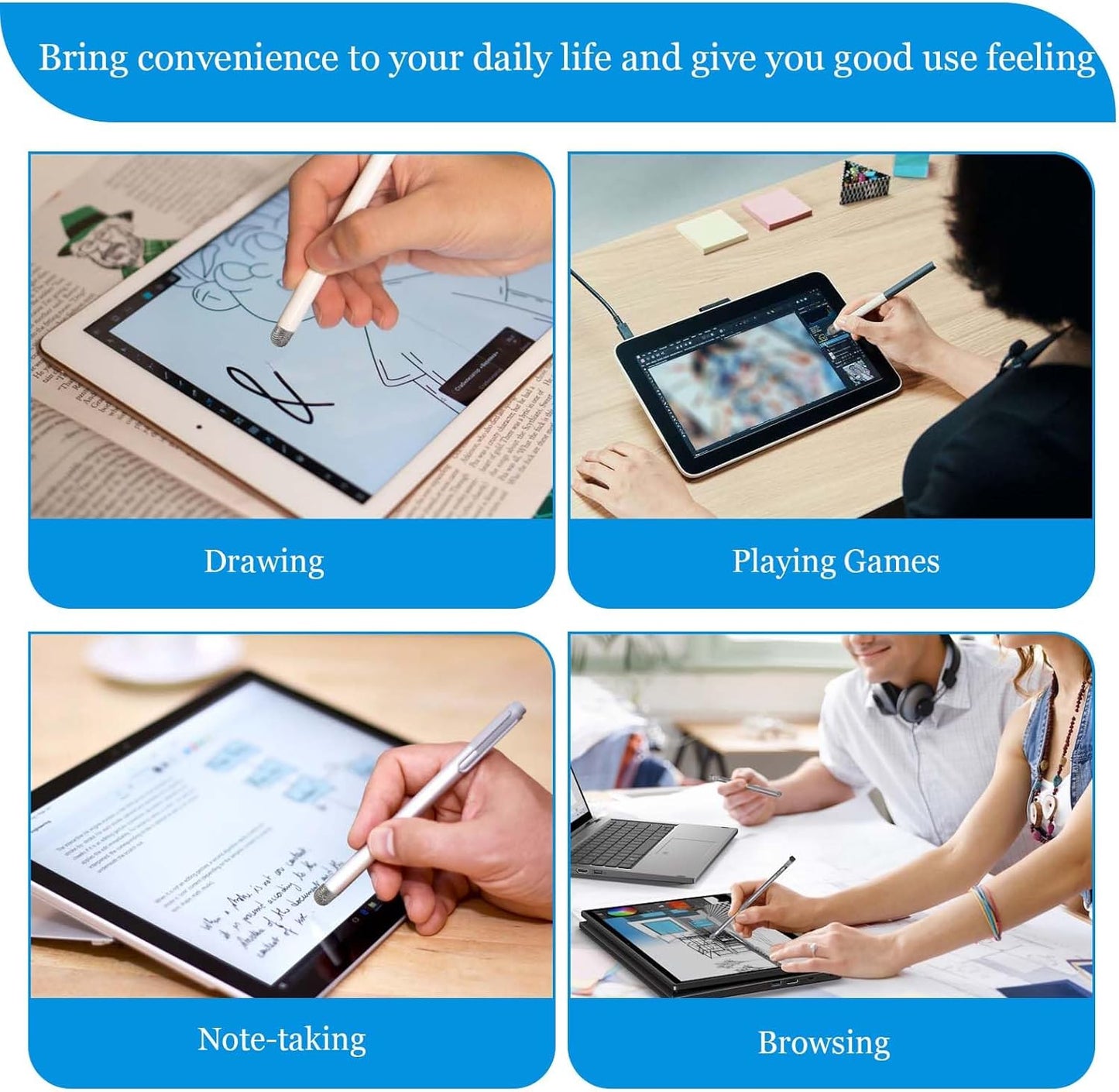 Lusofie 24Pcs Replaceable Mesh Fiber Tips 2 Sizes Stylus Tips, Stylus Replacement Tips for Stylus Pen,(5mm / 0.2 Inch, 6mm / 0.24 Inch)