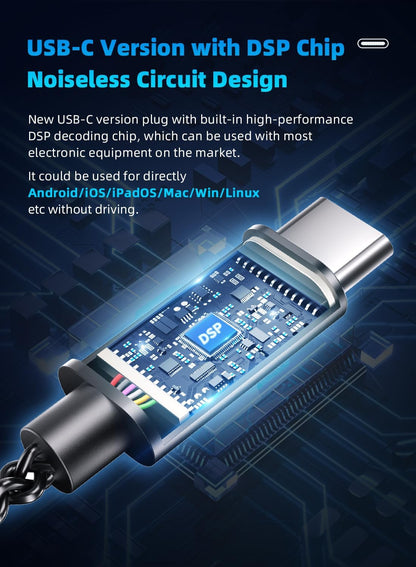 KBEAR Storm USB Type C Headphones for for Samsung Galaxy s23 s22 s21 s20 Ultra Wired Earbuds in Ear Headphones, Hi Res Detachable OFC Silver-Plated Cable