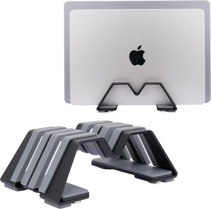 Adjustable Dual Vertical Laptop Stand - Supports 2 Devices Holder, Fit for All Laptops(10-30mm Thickness) - Fashion Design, Adjustable Width, Anti-Slip & Scratch-Resistant, Patented Design