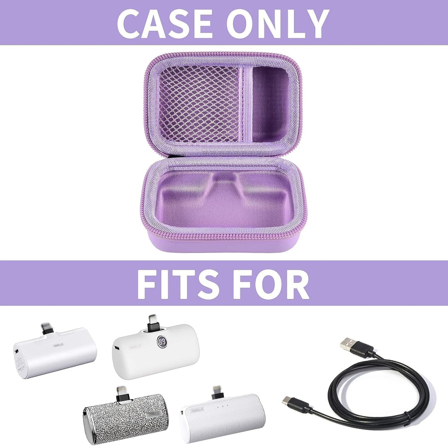 Portable Charger Power Bank Case for Swyop/for Feob/for Charmast/for JEJILL/for LanLuk/for VEGER/for iWALK/for Taegila/for Kuulaa and More Small Charging Battery Pack - Bag Only (Purple)