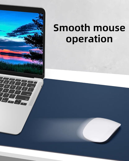 AFIING Leather Desk Pad Protector, Mouse Pad, Office Desk Mat, Non-Slip PU Leather Desk Blotter, Large Desk Mat, Waterproof Keyboard Mat for Office/Home/Decor (Midnight Blue, 48" x 17")