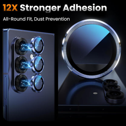 YWXTW for Samsung Galaxy Z Fold 7 Camera Lens Protector, [12X Stronger Adhesion] Individual Anti Scratch Metal Ring Tempered Glass Camera Screen Protector for Z Fold 7 Accessories 2025 (Dark Black)