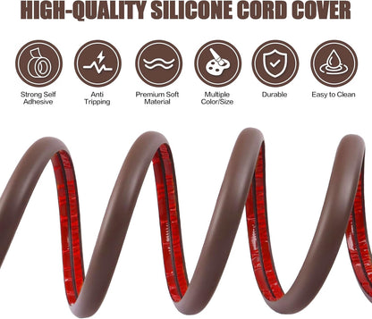 Floor Cord Cover Self Adhesive Cord Hider,3.3FT Cable Management, Extension Strip Protector for Wires, Prevent Cable Trips for Offices, Gyms, Exhibitions Cavity:0.47"(W) x 0.35"(H) Coffee