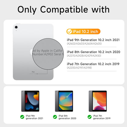 HOU Combo Keyboard Case for iPad 9th Generation (10.2", 2021)/8th Gen/7th Gen/iPad Air 3/Pro 10.5 2017 Multi-Touch Trackpad,7 Color Backlight,Rotatable & Detachable,Portrait/Landscape Modes,White