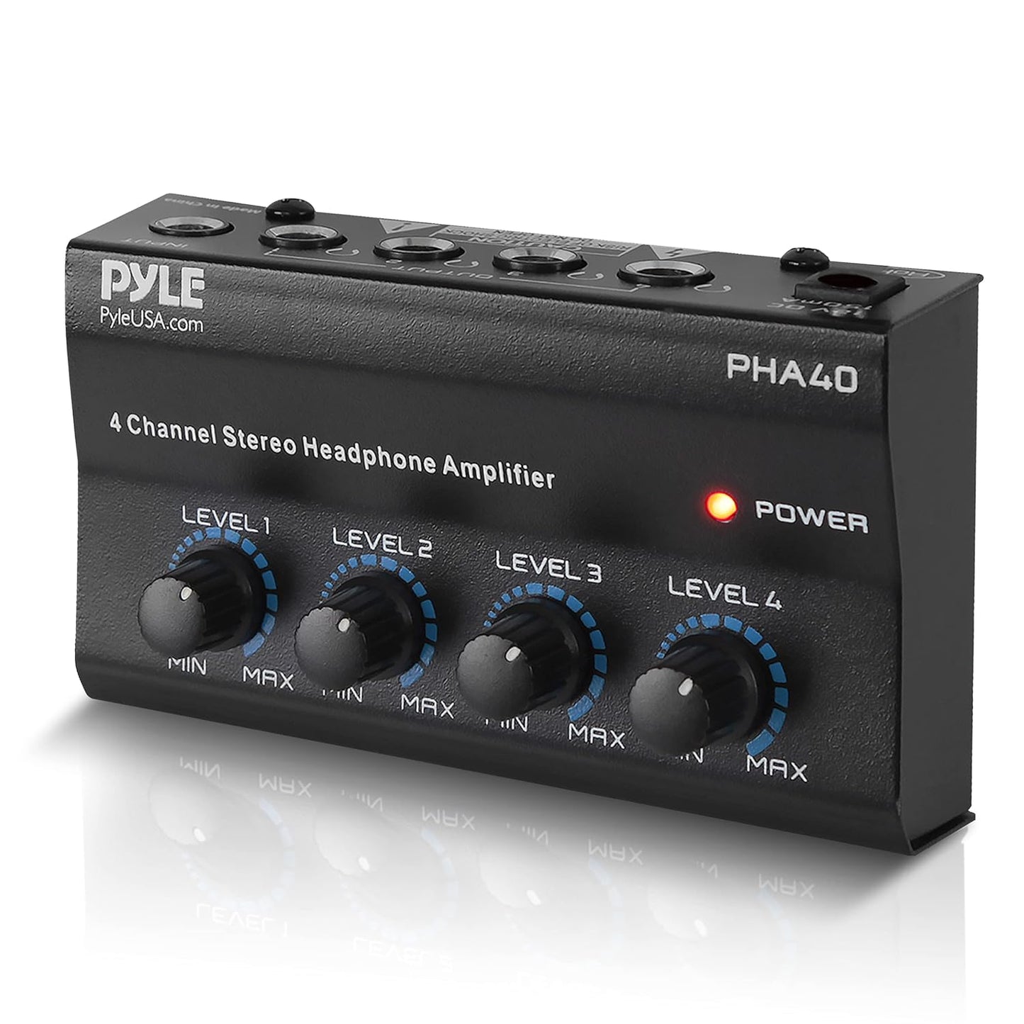 Pyle 4-Channel Portable Stereo Headphone Amplifier - Professional Multi Channel Mini Earphone Splitter Amp w/ 4 ¼” Balanced TRS Headphones Output Jack and 1/4" TRS Audio Input For Sound Mixer