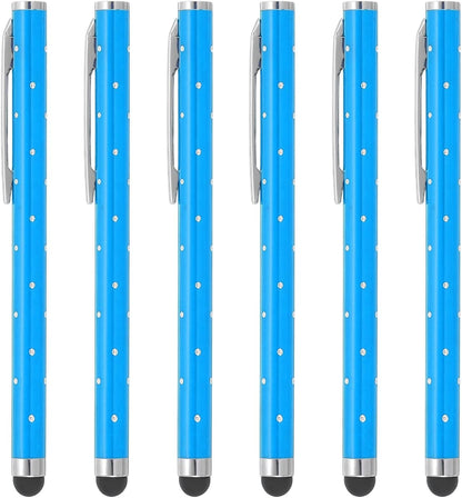 PATIKIL Stylus Pens for Touch Screens, 6 Pcs High Precision Universal Bling Stylus Crystal Metal Capacitive Pen for Touch Screen Devices Phone Tablets Laptop, Blue