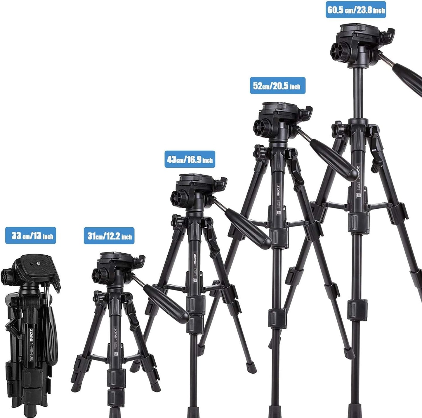 Mini Tripod for Camera,Zomei Travel Table Tripod with 3-Way Pan/Tilt Head 1/4 inches Quick Release Plate and Bag for DSLR Camera Tripod Carrying Bag