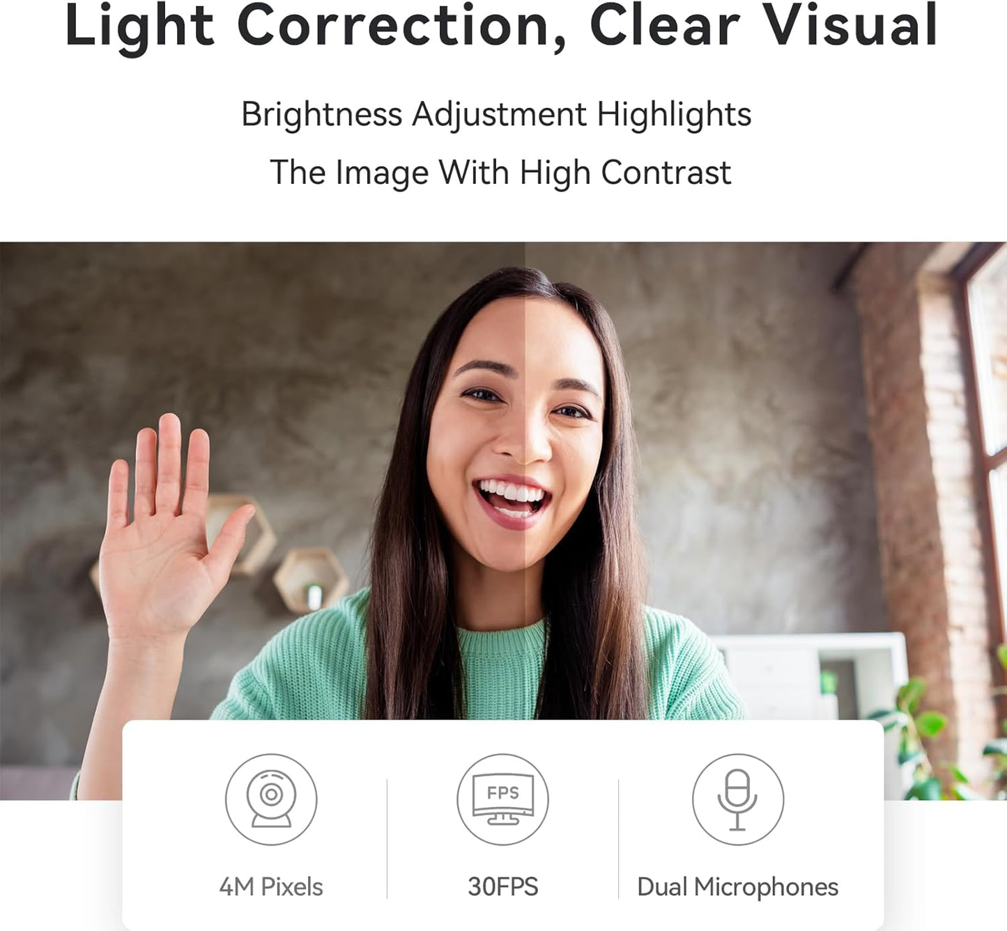 PHILIPS Webcam for PC Streaming with Microphone - 2K Webcam for Desktop Web-Camera, Light Correction, Laptop Web Cam with 2 Mics, USB Camera for Gaming, Laptop/Mac/Zoom/YouTube/Video Calling/Office