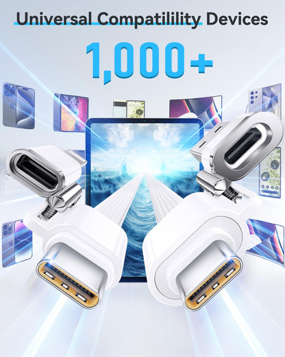 SHEZI 4-in-1 Compatible with USB C to Lightning Cable 100W Fast Charging & Data Transfer, Support to CarPlay & Android Auto, 5FT Multi Cords Charger for iPhone/iPad/Samsung/MacBook Cable, White