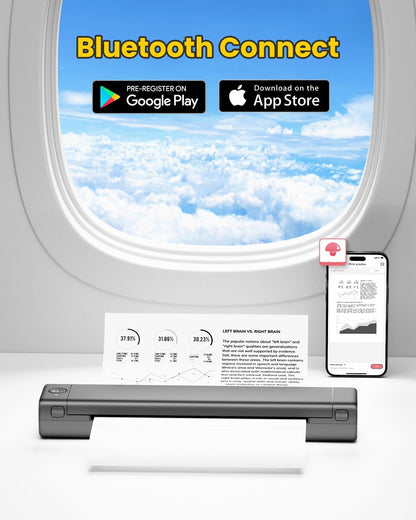 Phomemo Portable Printers Wireless for Travel, M08F Thermal Bluetooth Printer Support for 8.5"x11" US Letter, Small Inkless Printer Compatible with iOS, Android, Laptop for Car, Office, Home