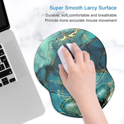 ITNRSIIET Ergonomic Mouse Pad with Gel Wrist Support Small Wrist Rest Smooth Surface Non-Slip PU Base Comfortable Office Supplies Pain Relief, 8.7 x 7.2 inches, Abstract Ink Tempera