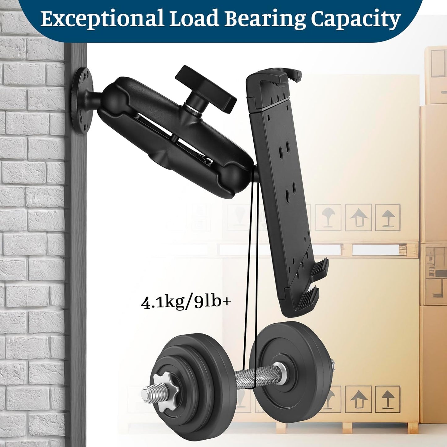 Heavy Duty Tablet Mount for Truck, Aluminum Drill Base Tablet Holder, Compatible with 7.5''-10.2'' Tablets/iPad, Industrial iPad Holder for Wall, Truck, Warehouse,Dashboard,Boat