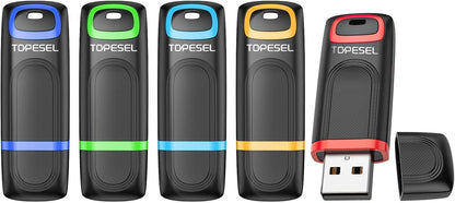 TOPESEL 64GB Flash Drive 5 Pack, USB 2.0 Thumb Drives High Speed Memory Stick Jump Drive Zip Drive for Data Storage and Backup (Five Mixed Colors: Red Blue Cyan Orange Green)
