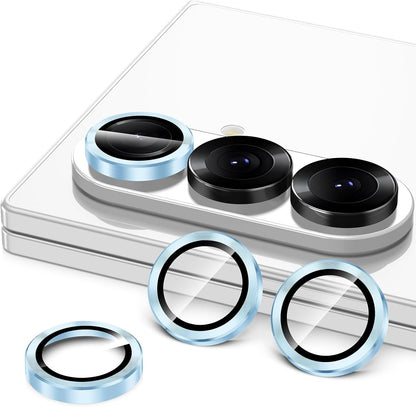 for Samsung Galaxy Z Fold 7 Camera Lens Protector, Individual Metal Ring Tempered Glass Lens Cover, [Strong Adsorption] Scratch Resistant Ultra-Thin HD Clear Lens Cover, 1 Set-Blue