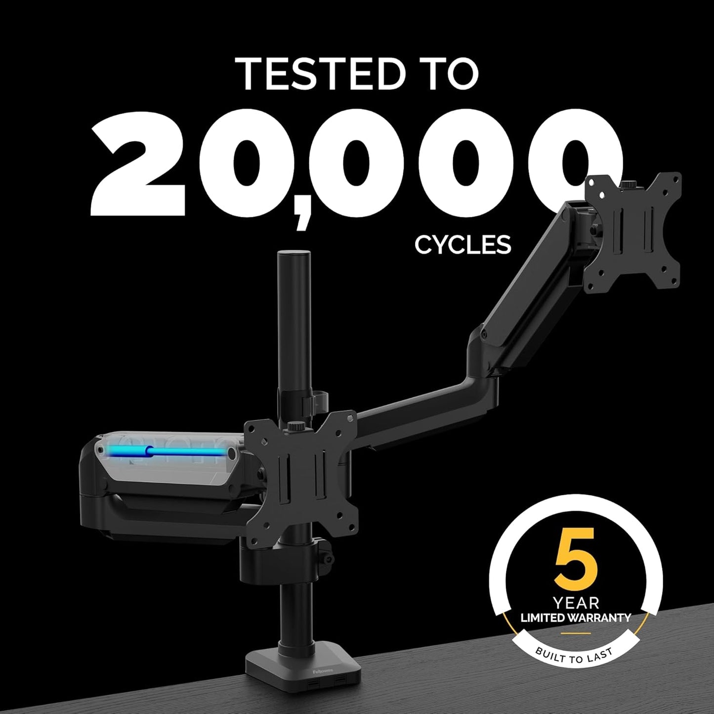 Fellowes 8043401 Platinum Series Stacked Monitor Mount, Adjustable Computer Monitor Stand for 2 Monitors with Dual Monitor Arms, 32 Inch Monitor Capacity