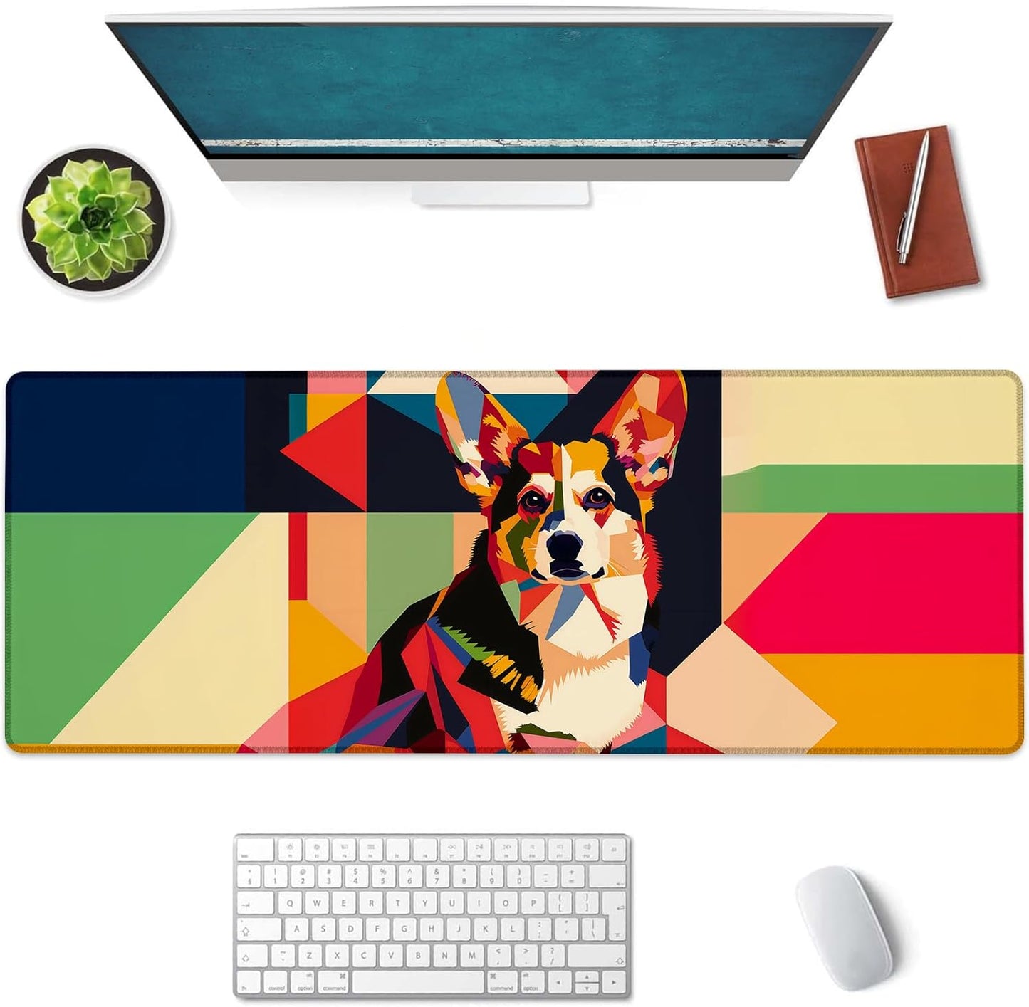 Corgi Large Mouse Pad, Gaming Mouse Pad, Keyboard Mat, Non-Slip Rubber Base, Office Accessories, Desk Mat, MousePads for School, Work, Home Decor Gifts 31.5" x 11.8"