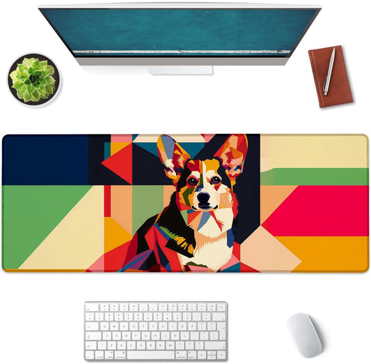 Corgi Large Mouse Pad, Gaming Mouse Pad, Keyboard Mat, Non-Slip Rubber Base, Office Accessories, Desk Mat, MousePads for School, Work, Home Decor Gifts 31.5" x 11.8"