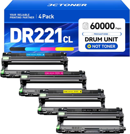 DR221CL DR-221CL Drum Unit Set 4 Pack High Yield Replacement for Brother Color DCP-9020CDN HL-3140CW HL-3150CDW HL-3170CDW HL-3180CDW MFC-9130CW MFC-9330CDW MFC-9340CDW HL-3180CDW Printer Black Color
