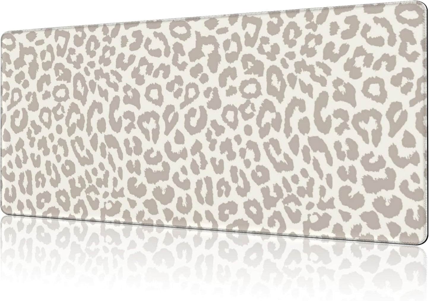 Mouse Pad Large Leopard Print Non-Slip Gaming Desk Mat with Stitched Edge Laptop Keyboard Desk Pad for Work Home Gaming (35.4 x 15.7 Inches)