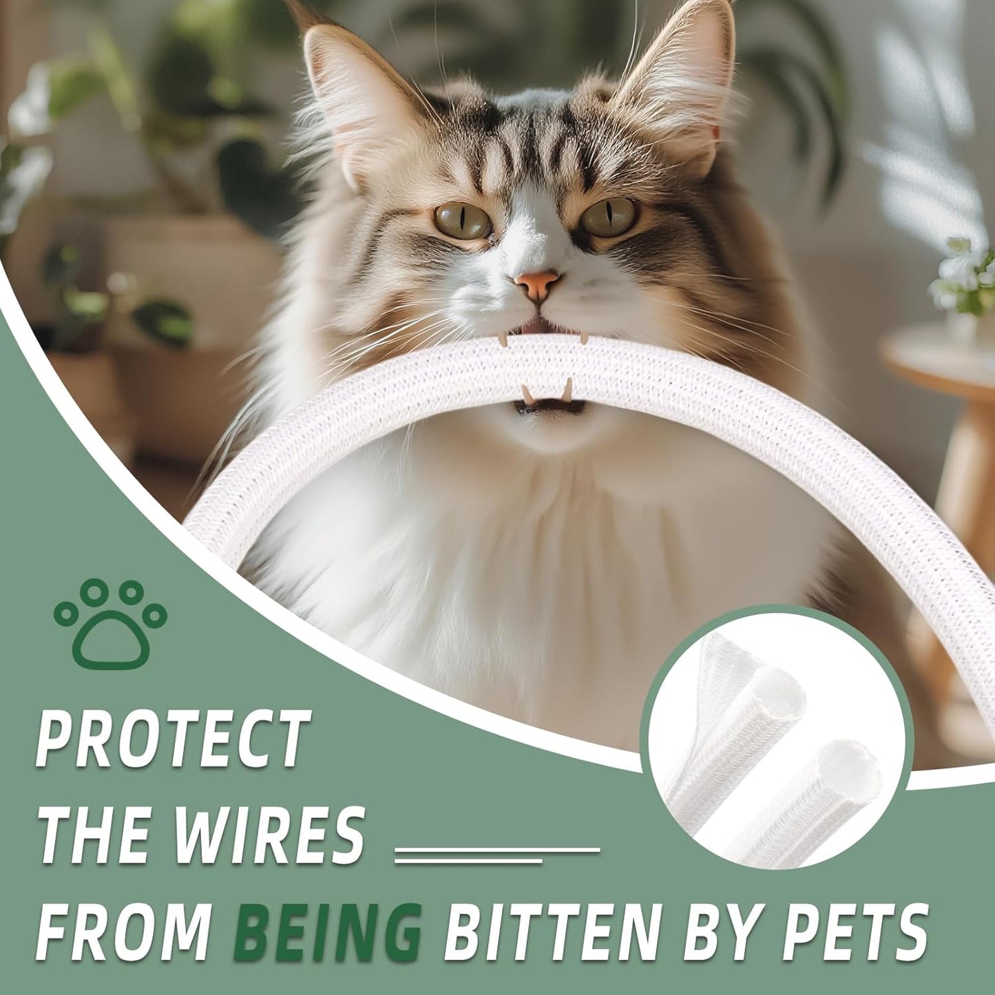 Split Wire Loom Tubing, Cable Protector Sleeve, Braided Cable Management for TV/Computer/Home Theater/Engine Bay, Cord Protectors from Pets No Chew (White, 1"-10ft)