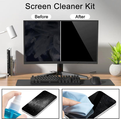 walrfid 2 Pcs Car Screen Cleaner Spray and Wipe, TV Computer Laptop Touchscreen Mist Cleaning Kit Wipe for CD Disc, Electronic Cell Phone iPad iPhone MacBook Pro Tablet Monitor LCD LED Flat Screens