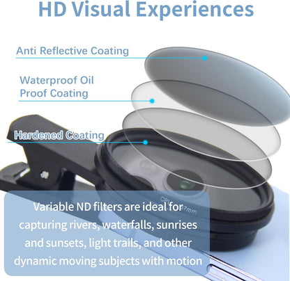 52MM Circular Polarizer Filter for Phone, Clip-on CPL Phone Camera Lens Filter Compatible with iPhone 16 15 14 13 and Other Smart Phones, Ultra Slim Multi-Coated CPL Lens Filter with Case