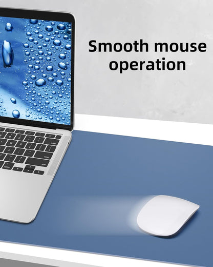 AFIING Leather Desk Pad Protector, Mouse Pad, Office Desk Mat, Non-Slip PU Leather Desk Blotter, Large Desk Mat, Waterproof Keyboard Mat for Office/Home/Decor (Grey Blue, 48" x 17")