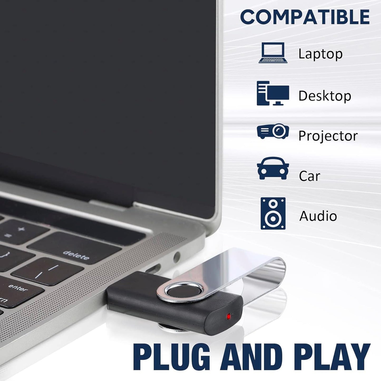 3 Pack 128GB USB Flash Drive with Type C Adapter and Storage Box USB 2.0 High Speed Metal Pen Drive 360° Rotatable Storage Memory Stick for Phone/Pad/PC/Laptop/Android - Black(3-Pack 128GB)