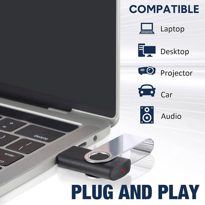 5 Pack 64GB USB Flash Drive with Type C Adapter and Storage Box USB 2.0 High Speed Metal Pen Drive 360° Rotatable Storage Memory Stick for Phone/Pad/PC/Laptop/Android - Black(5-Pack 64GB)