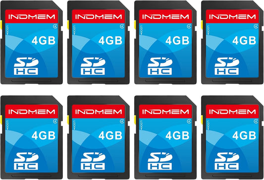 INDMEM SD Card 4GB, 8 Packs Class 4 4GB Flash Memory Card MLC Standard Secure Digital Cards Camera Card