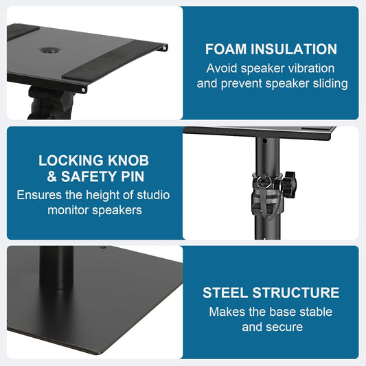 Set of 2 Desktop Studio Monitor Speaker Stands Bookshelf Speaker Stands