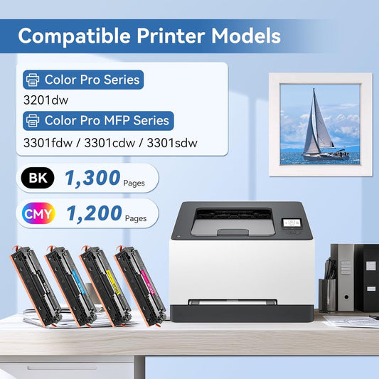 MYTONER 218A Toner Cartridges 4 Pack 3301fdw (with Chip) Replacement for HP 218A W2180A 218X W2180X for Color Laserjet MFP 3301fdw 3301cdw Pro 3201dw 3301sdw Printer Ink Black Cyan Magenta Yellow