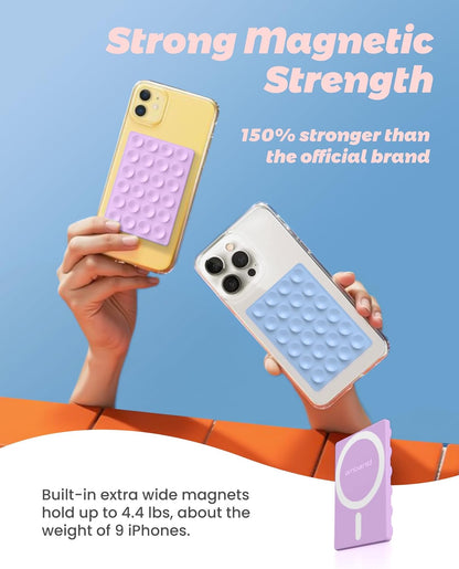 amBand Silicone Suction Phone Mount Trendy Stocking Stuffers for Women Mom, Detachable Sticky Holder for iPhone Cute Stylish Preppy Stuff for Selfie/Yoga/Dance, Lilac Purple