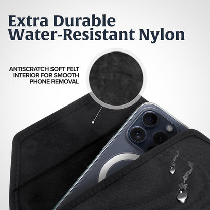 Turtleback Belt Clip for iPhone 16 Pro Max, 15 Pro Max, 14 Pro Max -Small- Fits w/Slim MagSafe Style Cases, Premium Black Nylon, Horizontal Belt Holder, Magnetic Closure HD Rotating Belt Clip