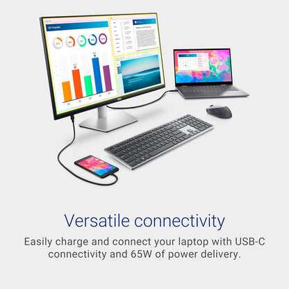 Dell S2722DC Monitor - 27-inch WQHD (2560x1440) 75Hz 4Ms Display, AMD FreeSync, Built in Speaker, USB Type-C Connectivity, Height/Pivot/Swivel/Tilt Adjust - Platinum Silver