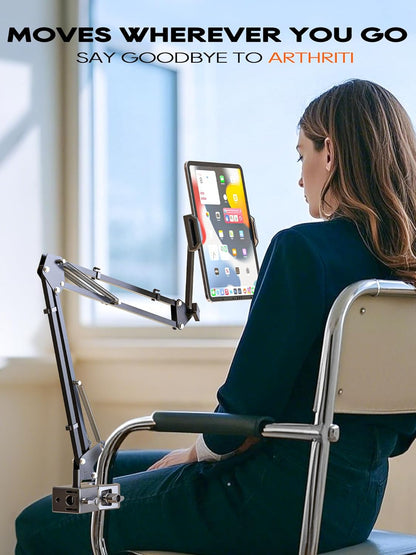 Tablet Stand, Tablet Mount Adjustable with Clamp for Round tube, Universal Flexible Tablet Holder with 360 Degree Rotation for iPad/iPhone/iPad Pro/N-Switch,or Other 4.5~13.5 Inches Devices (Black)