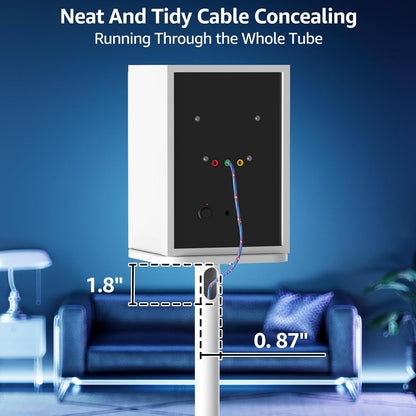 MOUNTUP Universal Speaker Stands Pair 28.3" to 37.4" Height Adjustable Floor Speaker Stands, Holds Bookshelf & Satellite Speaker Large Speaker, Up to 22LBS Cable Concealing 9.8" Plate White MU9132W-L