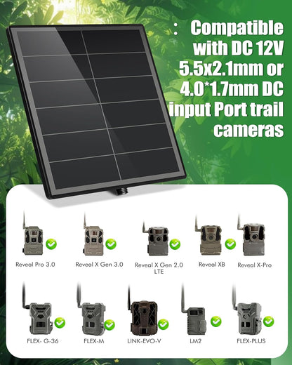 KEPEAK Solar Panel for Trail Camera - 6000mAh Battery, 12V Solar Battery Charger, Waterproof, for Outdoor 24/7 Wildlife Monitoring