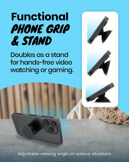 Solid Color Button Phone Grip – Minimalist Design, Durable and Lightweight, Grip and Stand for Smartphones (Purple, Adhesive Type)