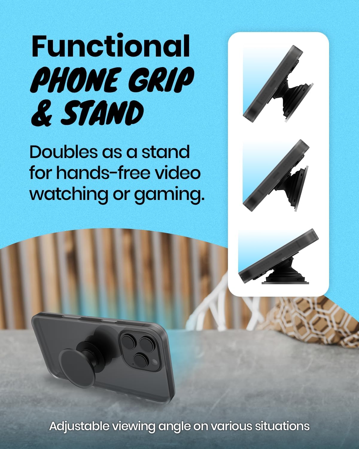 Solid Color Button Phone Grip – Minimalist Design, Durable and Lightweight, Grip and Stand for Smartphones (Baby Pink, Adhesive Type)