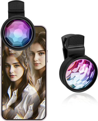 Kaleidoscope Prism Lens for iPhone & Android – Clip-On Multi Refraction Filter Lens for Mobile Photography, K9 Optical Glass Creative Phone Camera Attachment