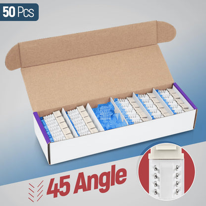 Everest 45° Angled RJ45 Cat5e Keystone Jacks 50-Pack in Light Almond - Slim Profile Female RJ45 Connectors - Cat 5e Keystone Jack - Compatible with 45° Angled Speed Termination Tool - 45Term