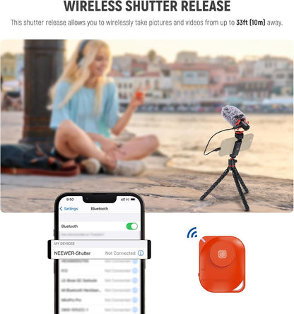 NEEWER Tripod for iPhone with Remote/Action Camera Mount Adapter/Phone Holder, Mini Flexible Camera Phone Tripod Stand Compatible with GoPro Samsung DSLR Camera Webcam for Vlog, Video Recording, T72